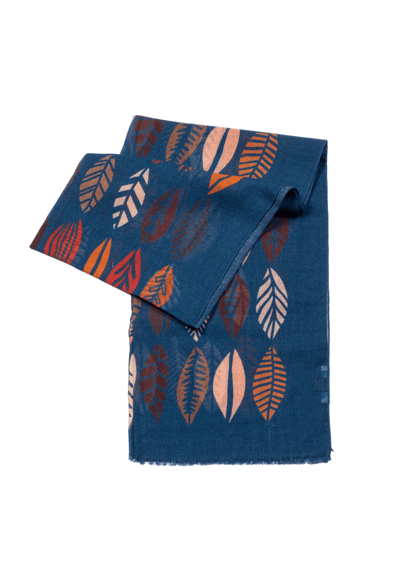 Blue Leaf Pattern Scarf