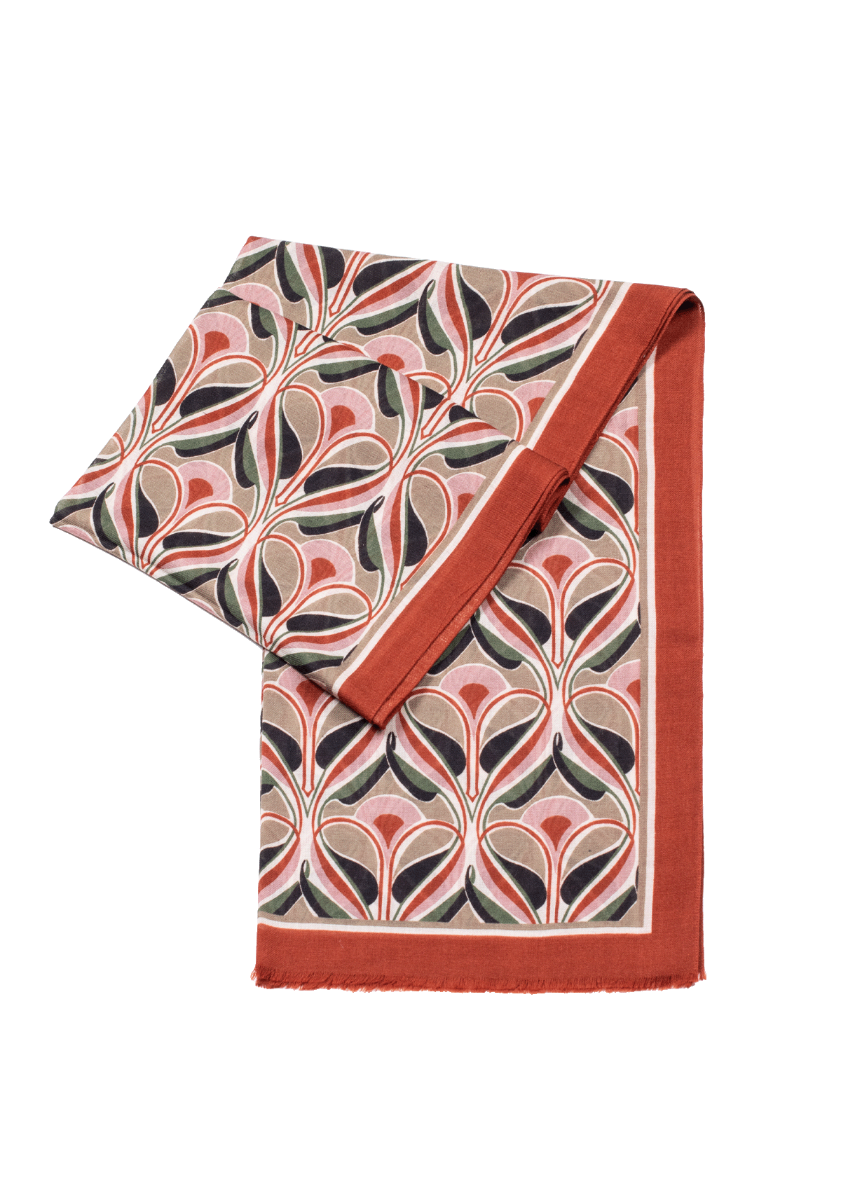 Rust Retro Geometric Print Scarf