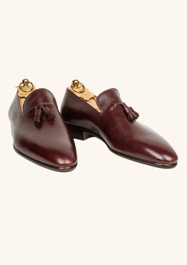 Burgundy Wholecut Tassel Loafers