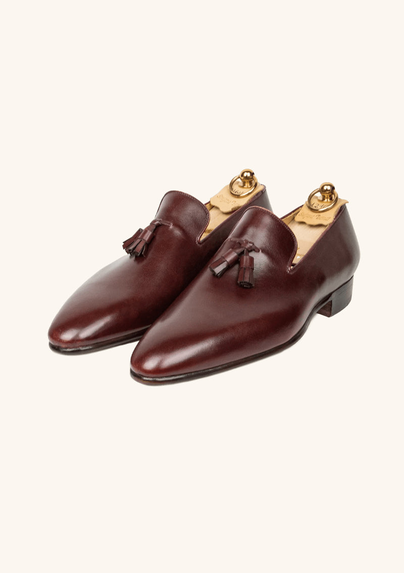 Burgundy Wholecut Tassel Loafers