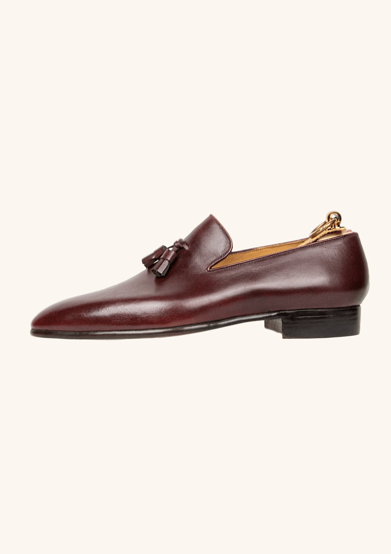 Burgundy Wholecut Tassel Loafer in French Box Calf Burgundy Wholecut Tassel Loafer in French Box Calf