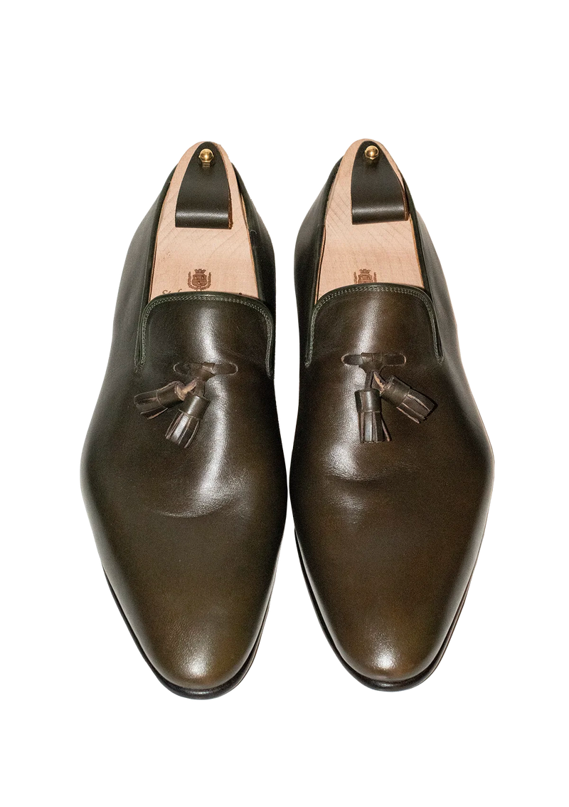 Dark Olive Tassel Loafers