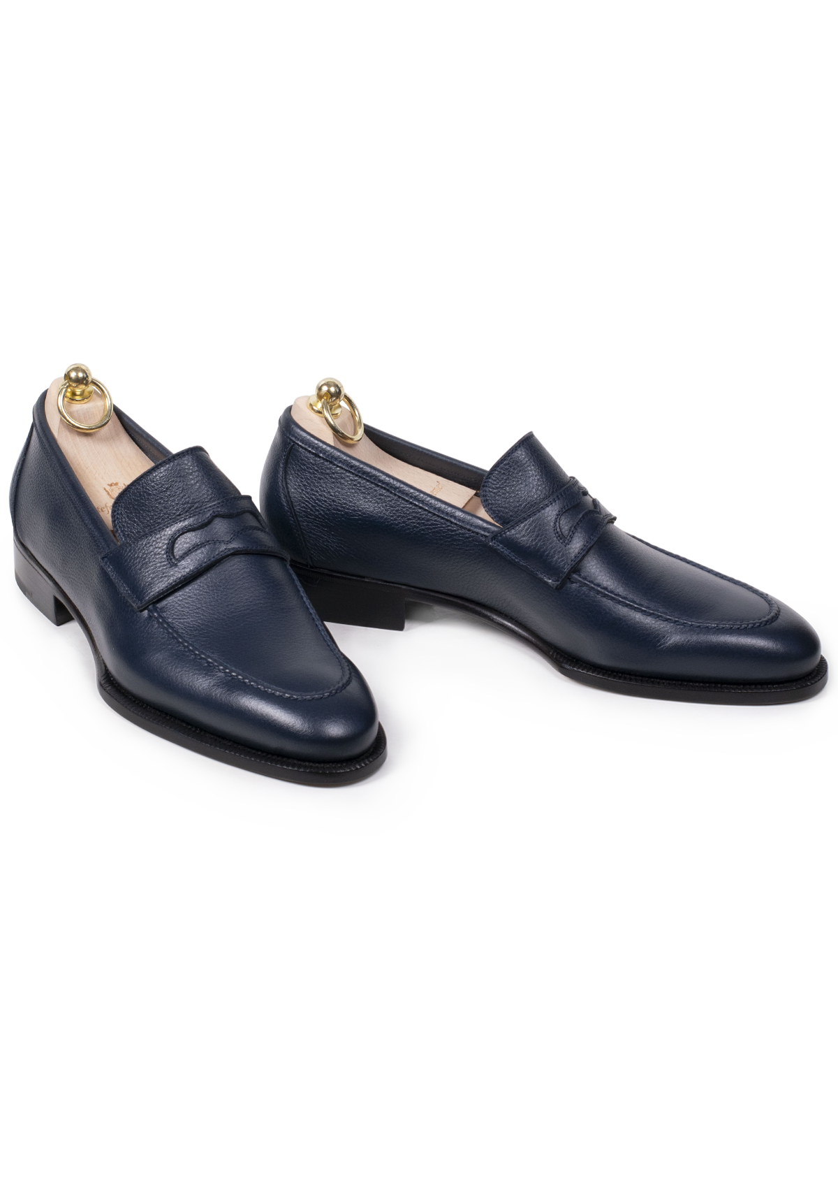 Navy Blue Deerskin Penny Loafer