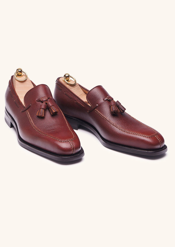 Brown Pebbled Tassel Loafer