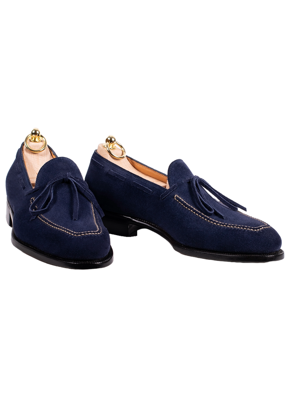 Blue Suede Tassel Loafers