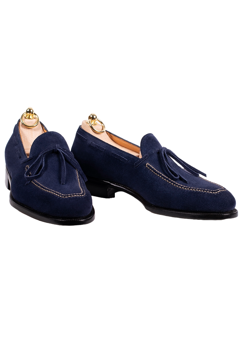 Blue Suede Tassel Loafers