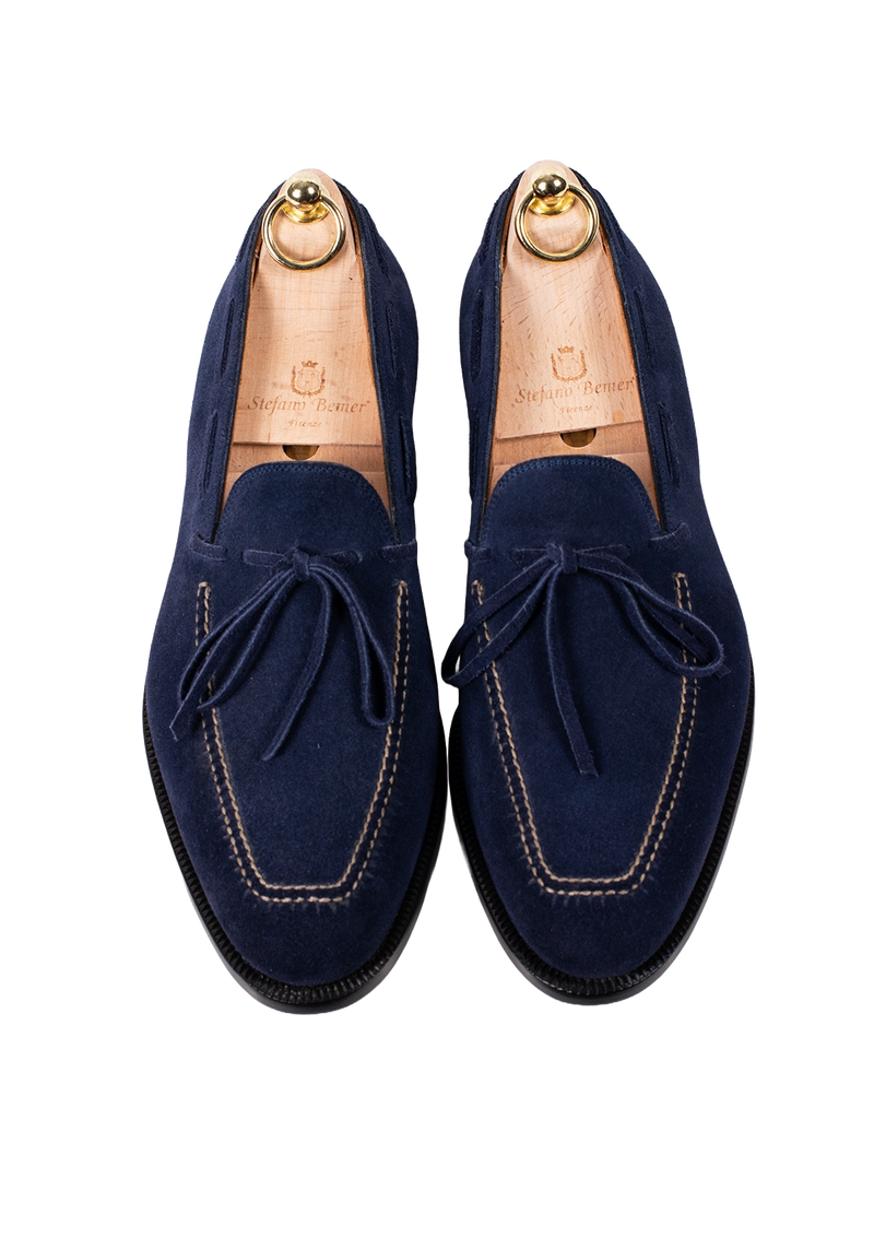 Blue Suede Tassel Loafers