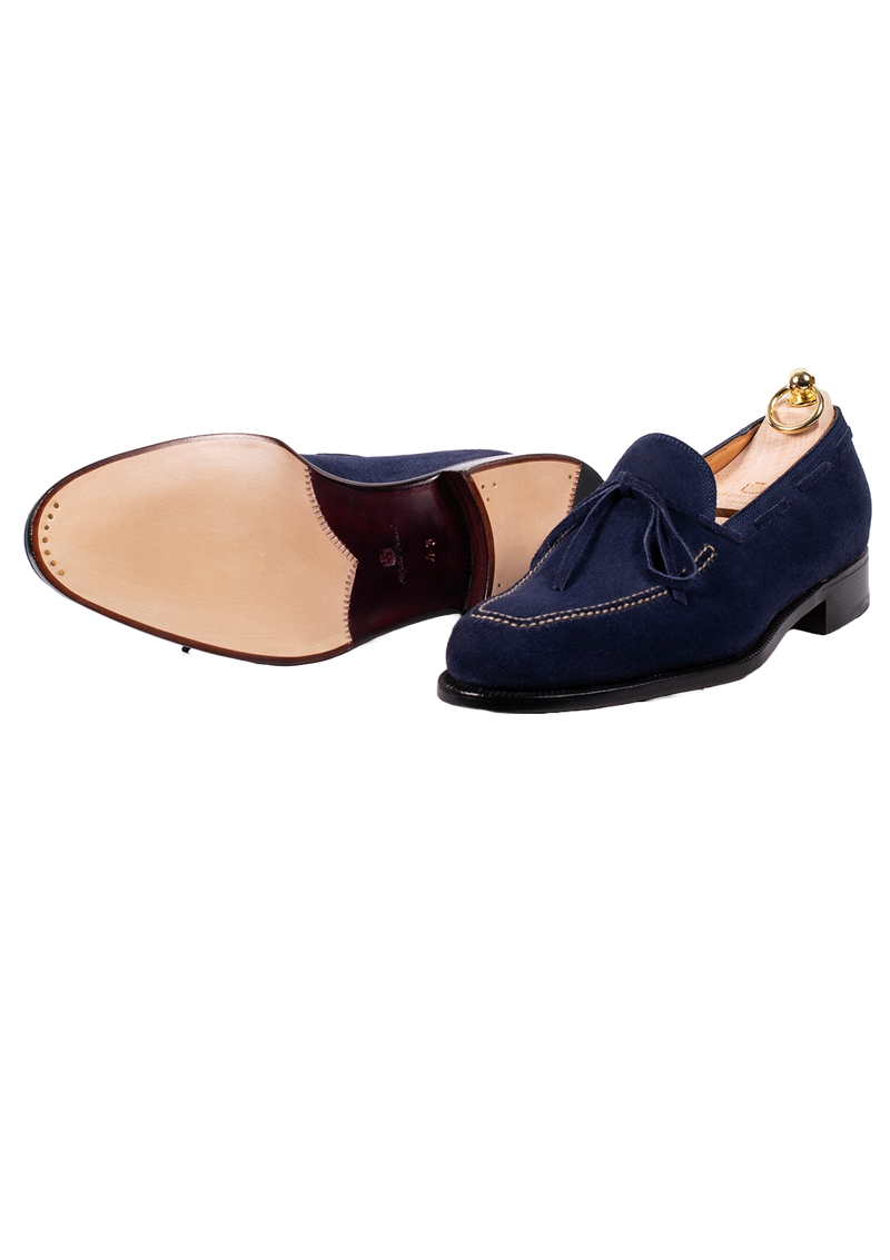 Blue Suede Tassel Loafers