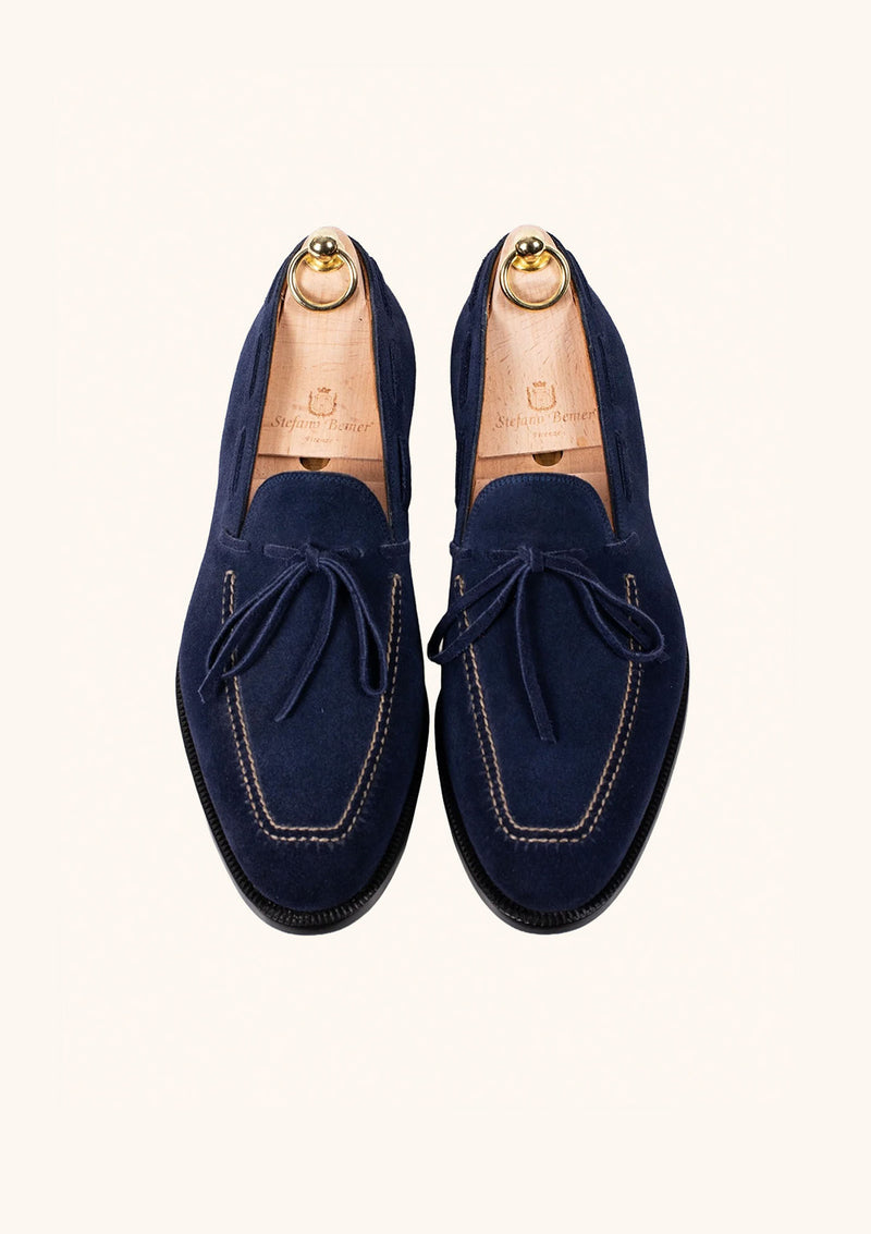 mens suede dress loafers Blue Suede Tassel Loafers