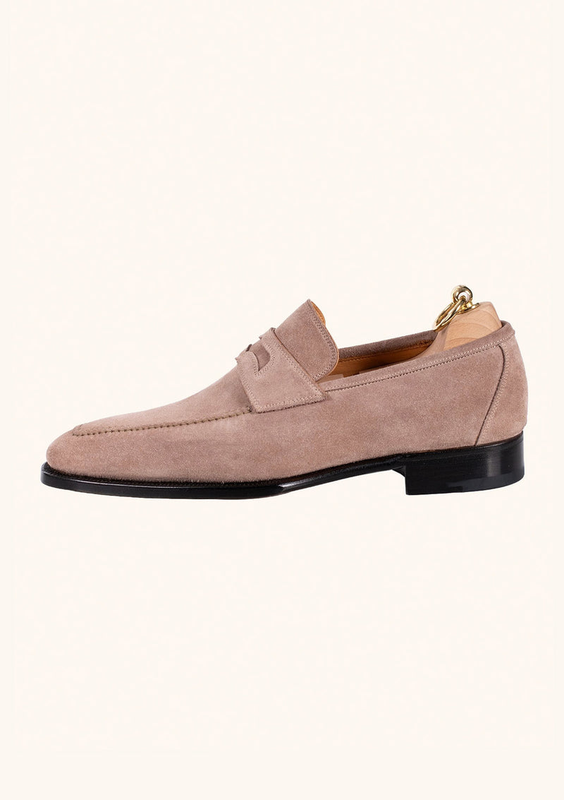 Beige Suede Penny Loafers