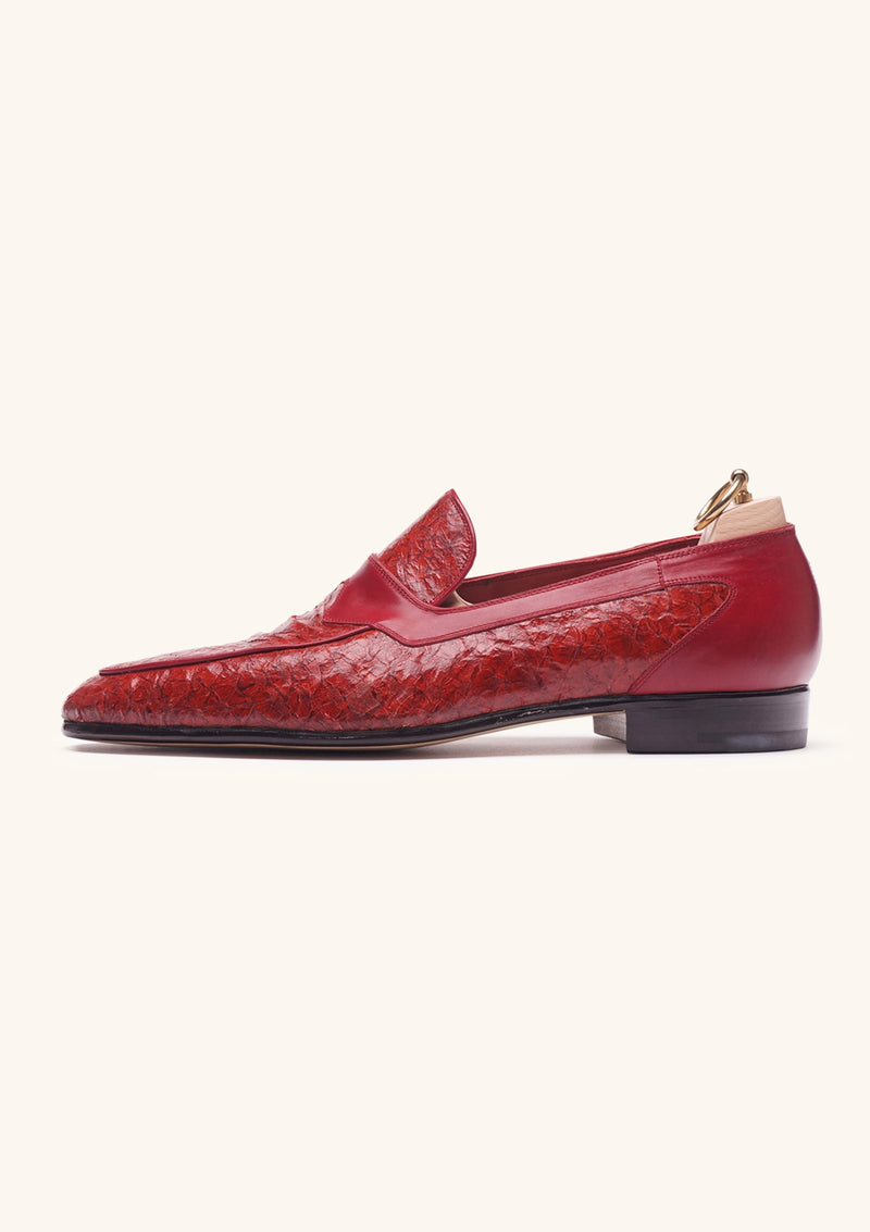 Red Loafers in Perch Skin and Leather Red Loafers in Perch Skin and Leather