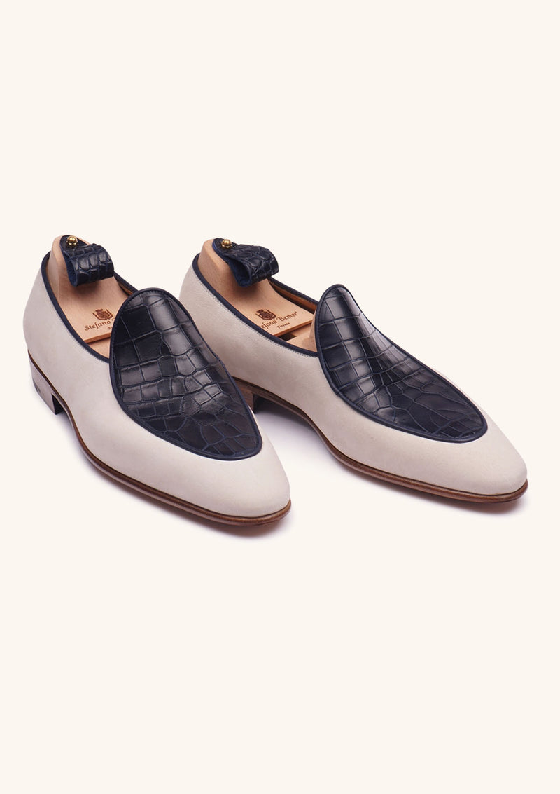 Blue and Off White Belgian Loafers