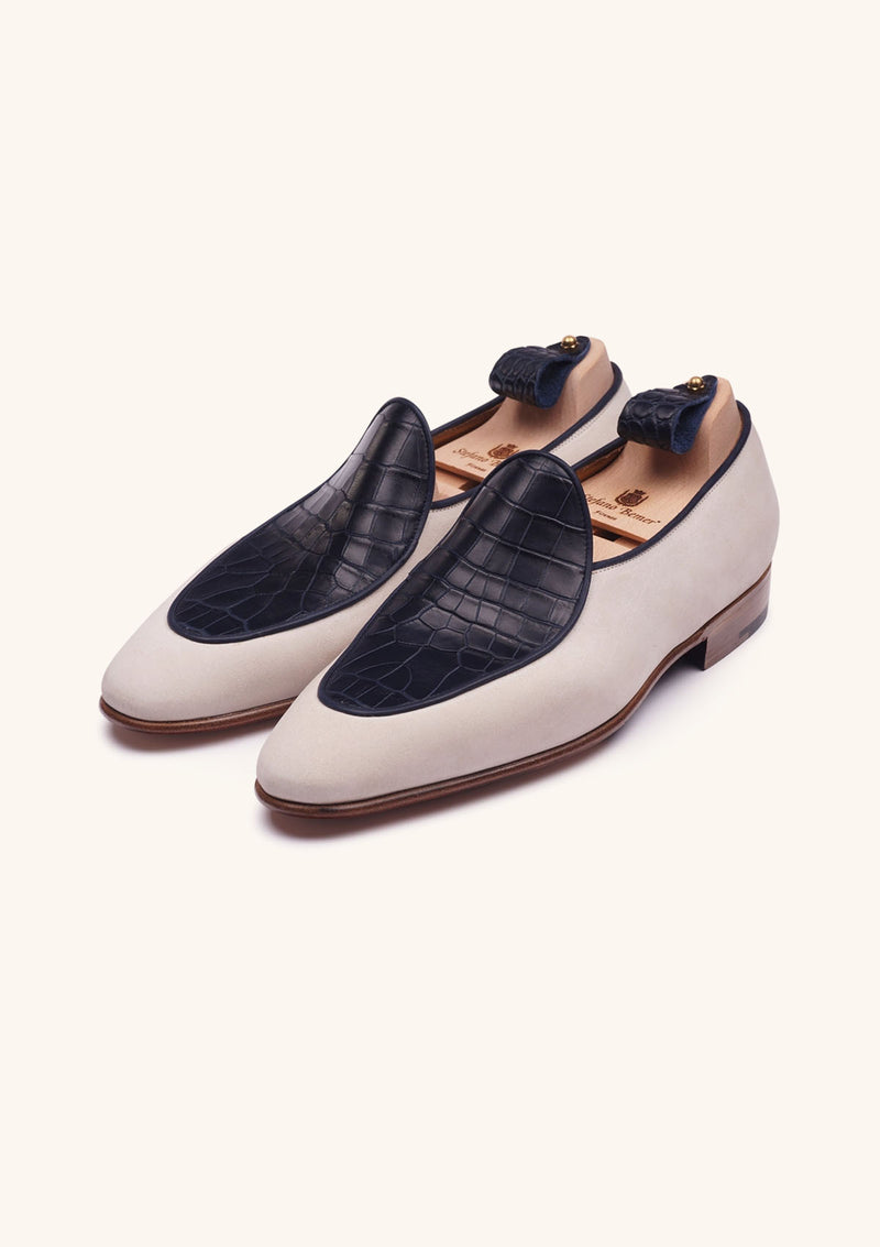 Blue and Off White Belgian Loafers