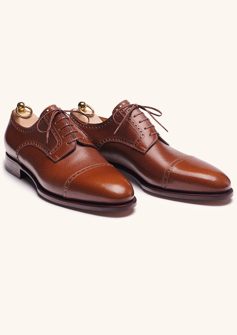 Light Brown Cap Toe Derby Shoes in Scotch Grain Leather | Stefano Bemer Light Brown Cap Toe Derby Shoes in Scotch Grain Leather | Stefano Bemer