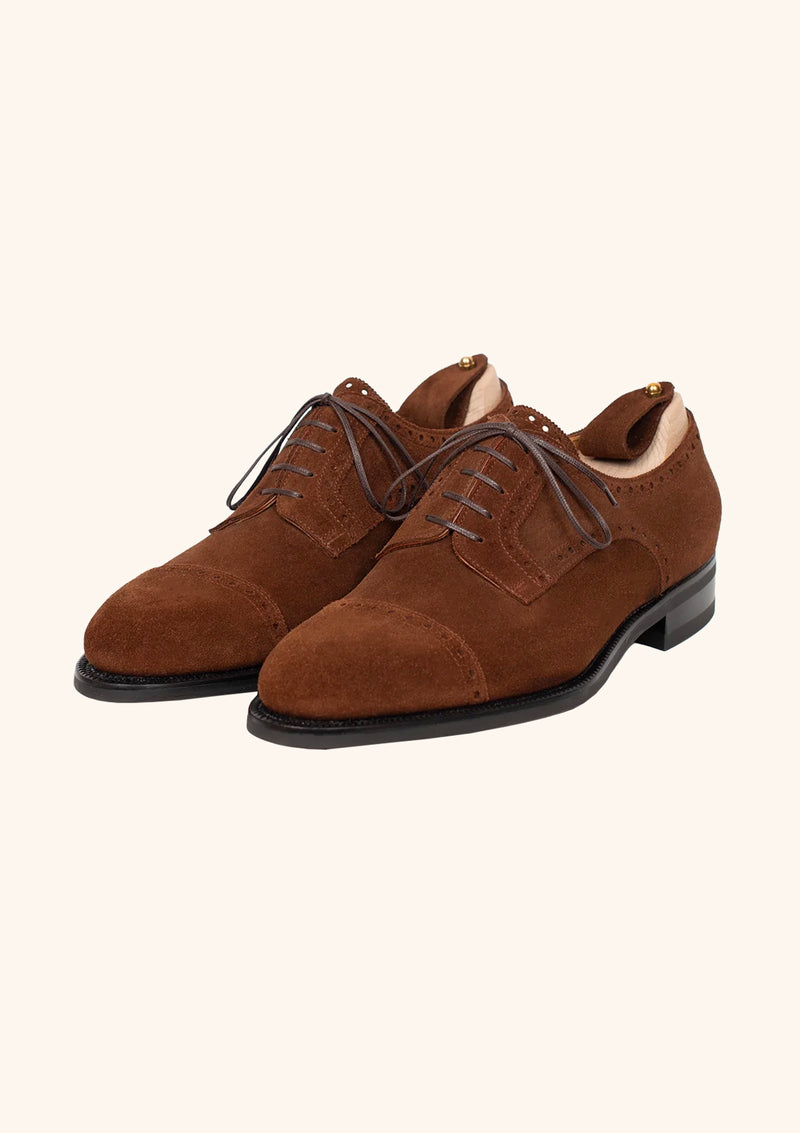 Cap toe Derbies in Polo Brown Suede