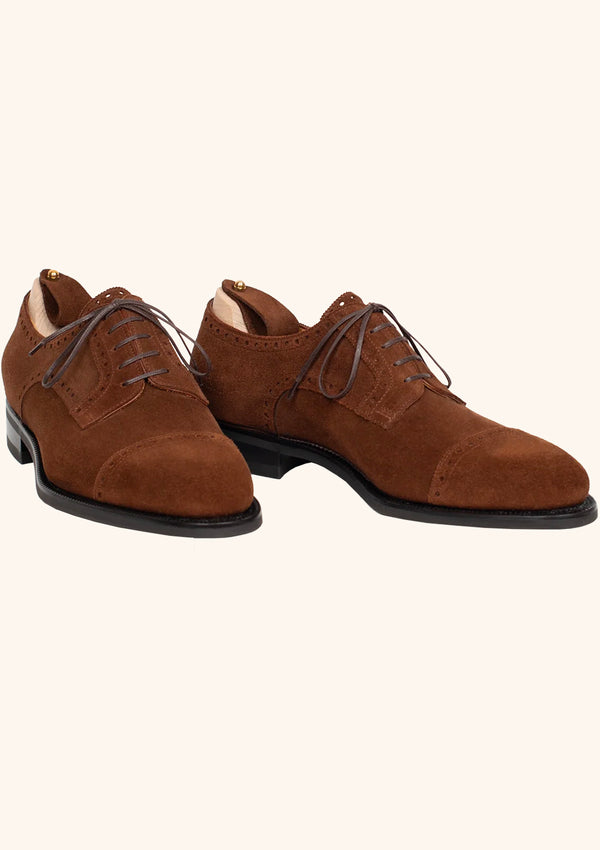 Cap toe Derbies in Polo Brown Suede