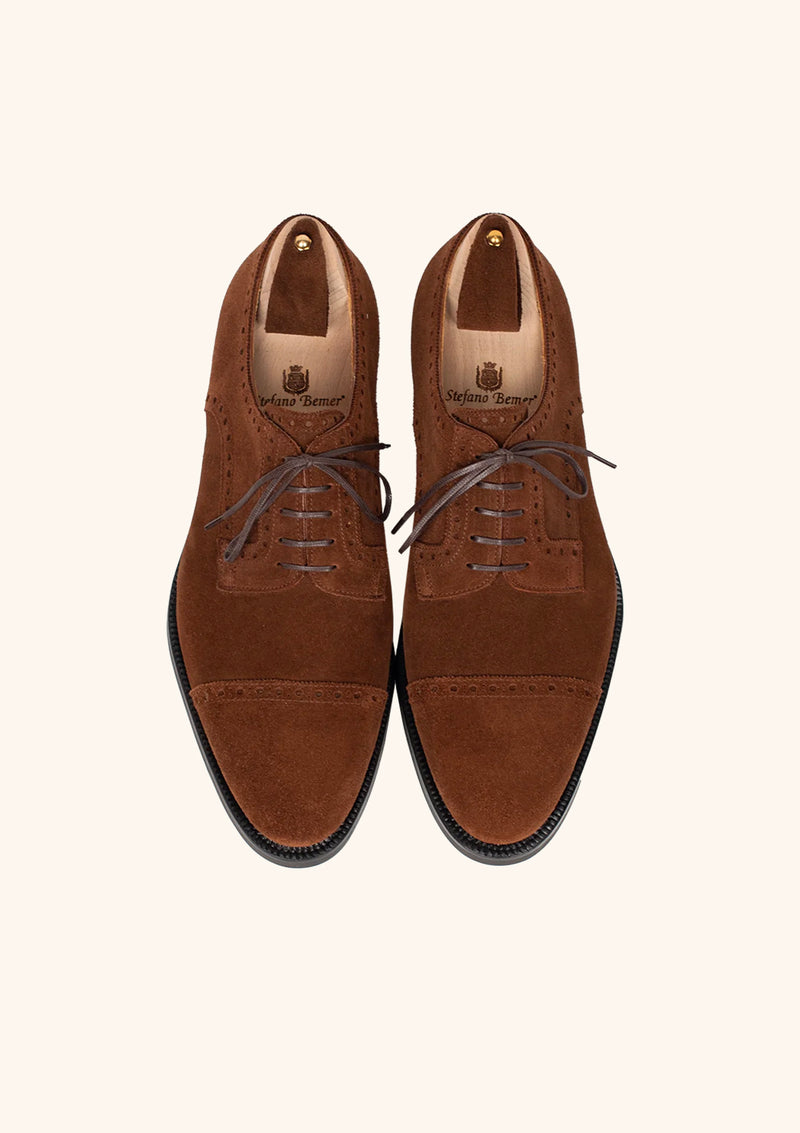 Cap toe Derbies in Polo Brown Suede