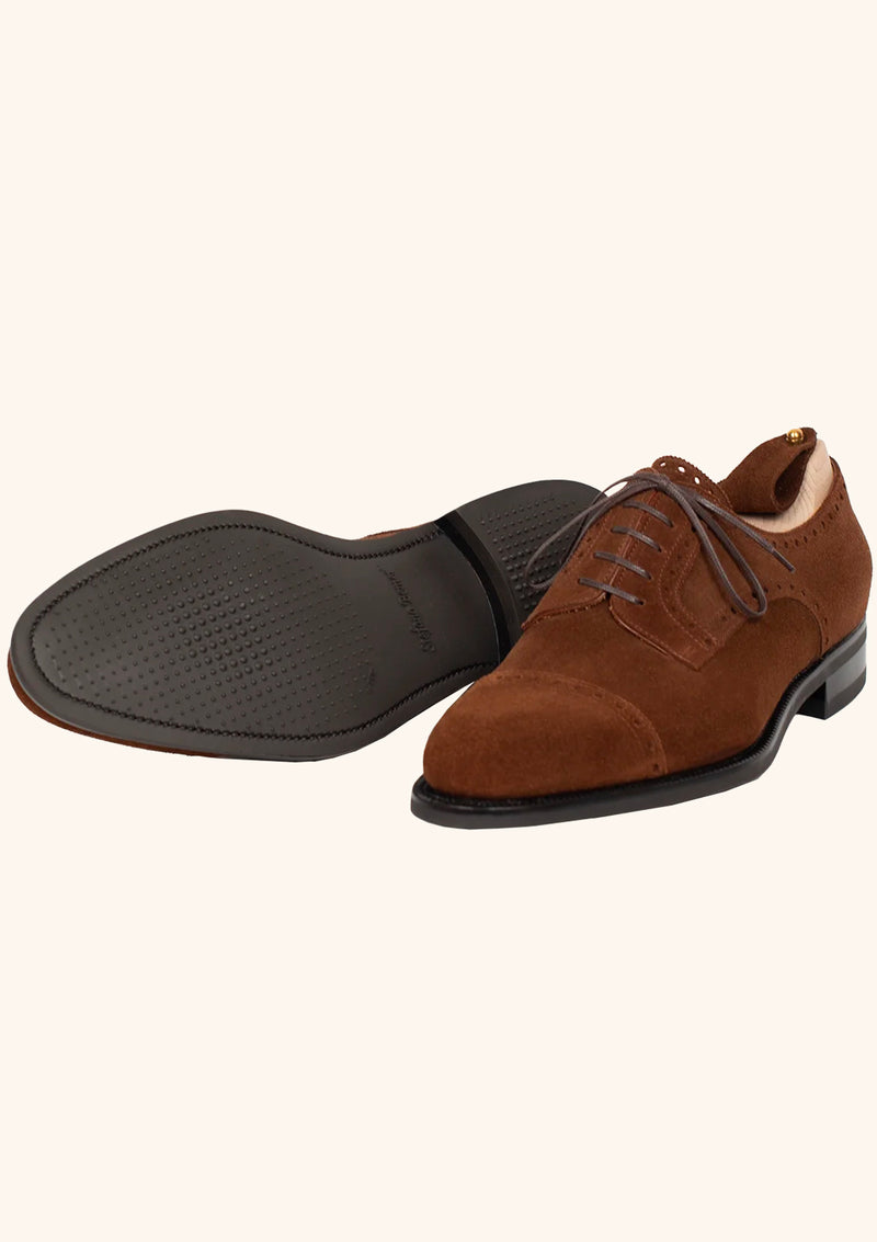 Cap toe Derbies in Polo Brown Suede