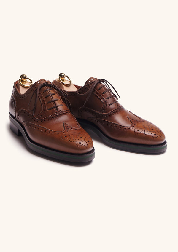 Tan Wingtip Oxfords with Commando Sole