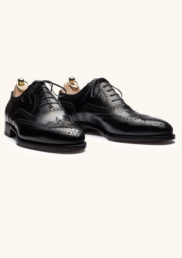 Black Wingtip Oxfords with Medallion