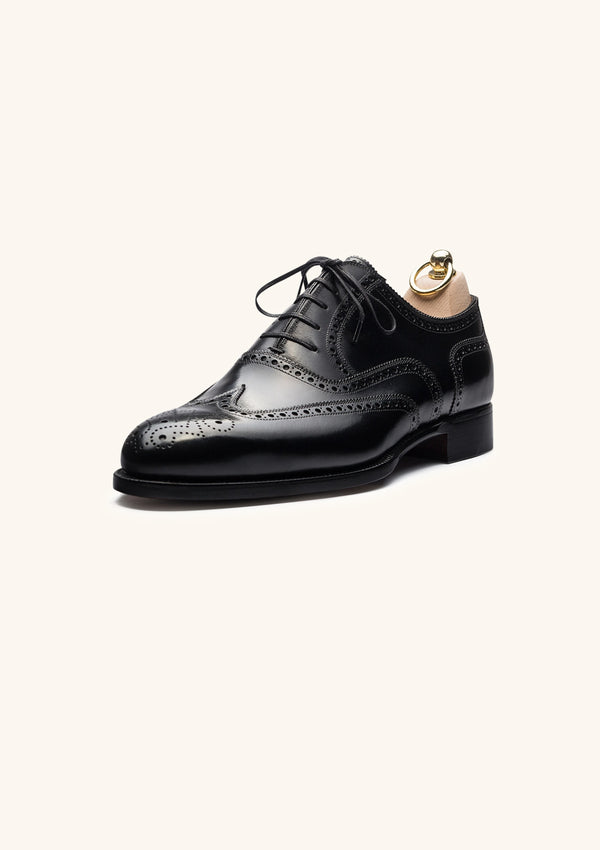 Black Wingtip Oxfords with Medallion