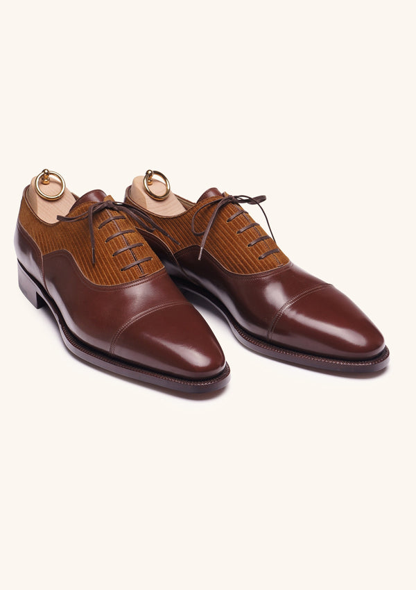 Brown and Corduroy Balmoral Cap toe Oxfords