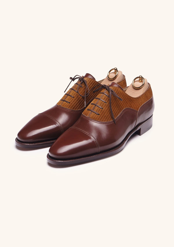 Brown and Corduroy Balmoral Cap toe Oxfords