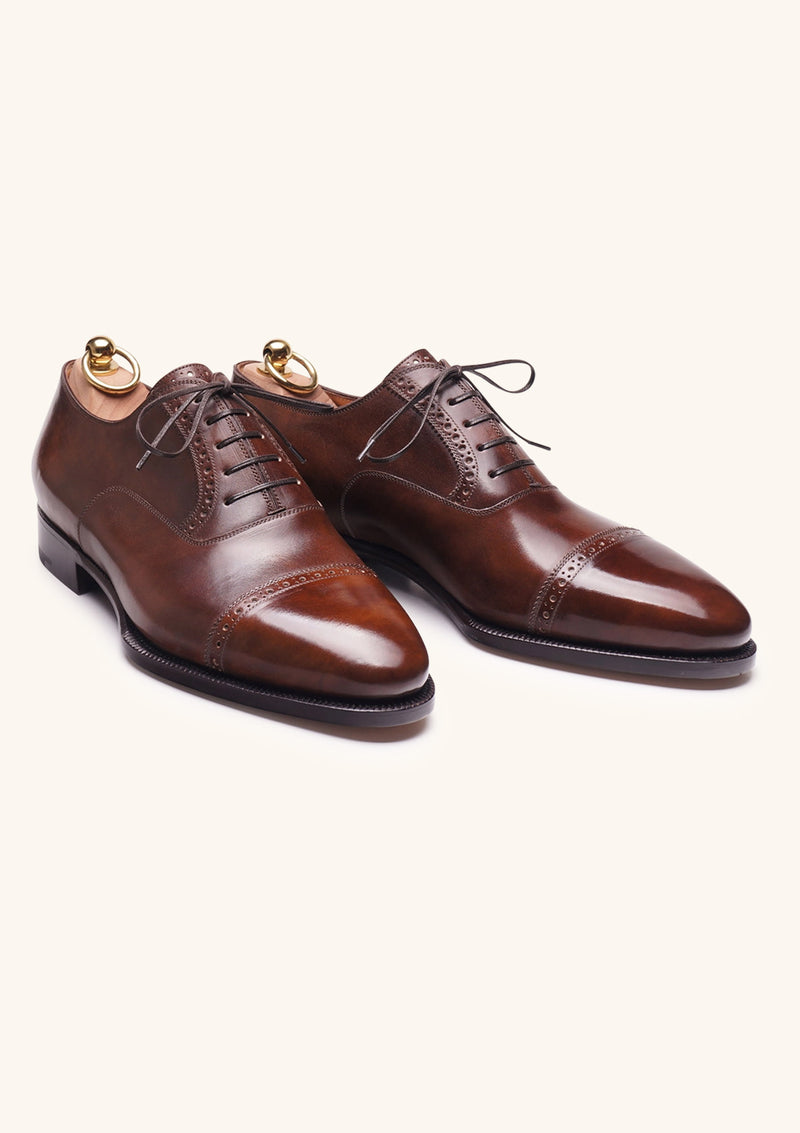 Brown Cap Toe Semi-Brogue Oxfords