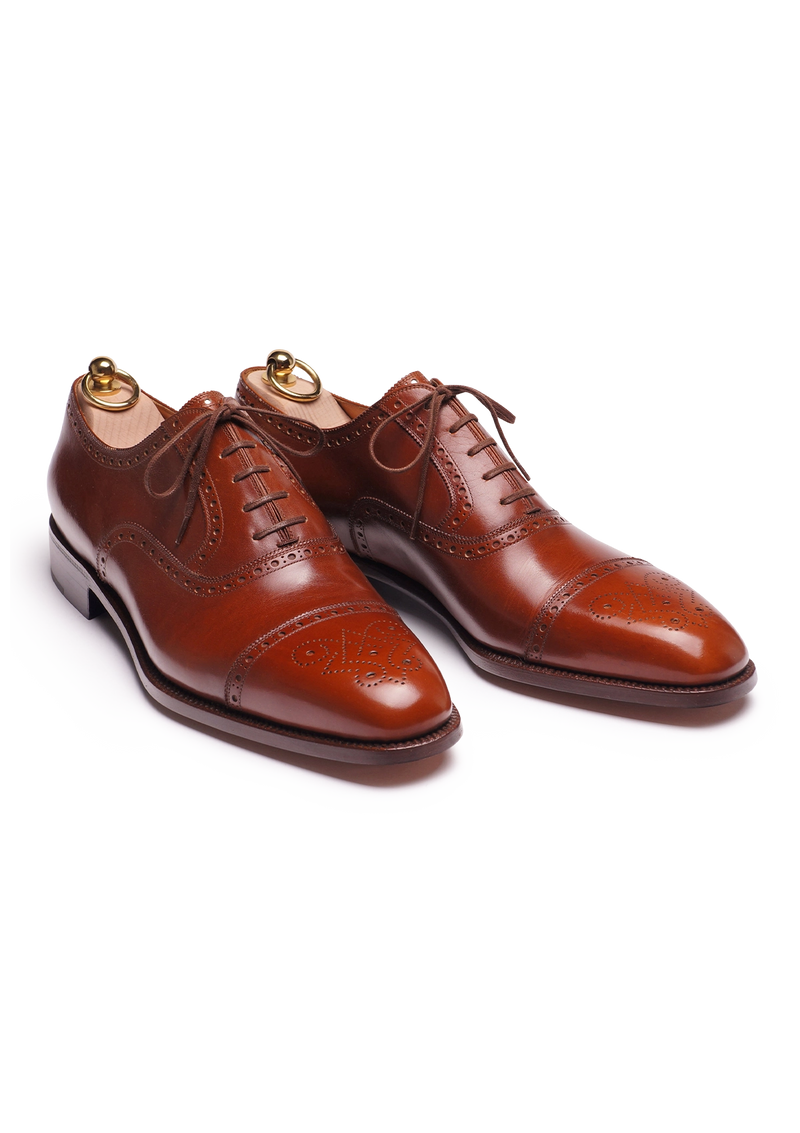 Brown Cap Toe Oxfords in French Box Calf | Stefano Bemer 47
