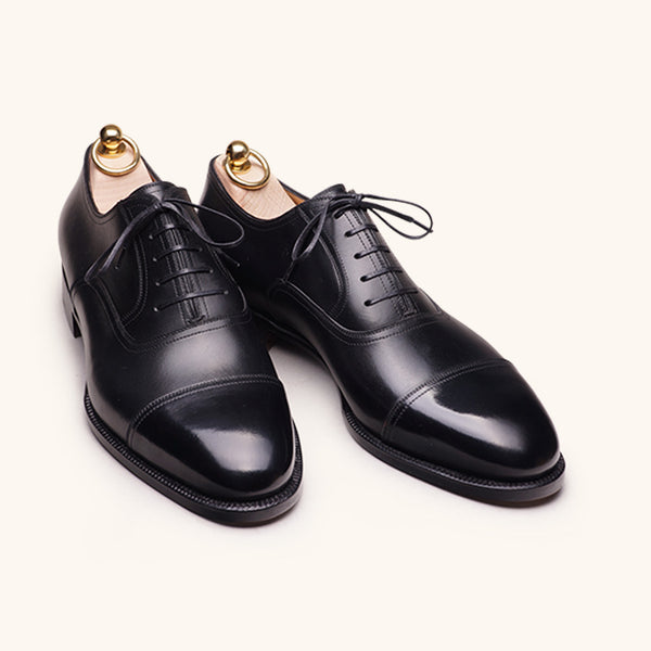 Black Cap Toe Oxford shoes in French Box Calf | Stefano Bemer Black Cap Toe Oxford shoes in French Box Calf | Stefano Bemer