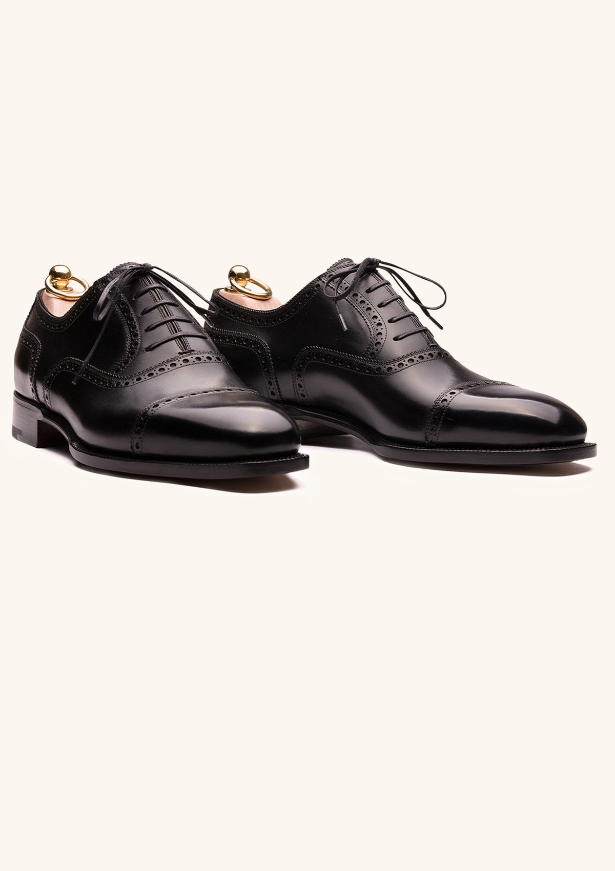 Black Brogue Cap Toe Oxfords