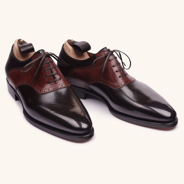 Frye Two-Tone Suede and Leather Saddle Oxfords - Rust Brown & Black Men main image 2