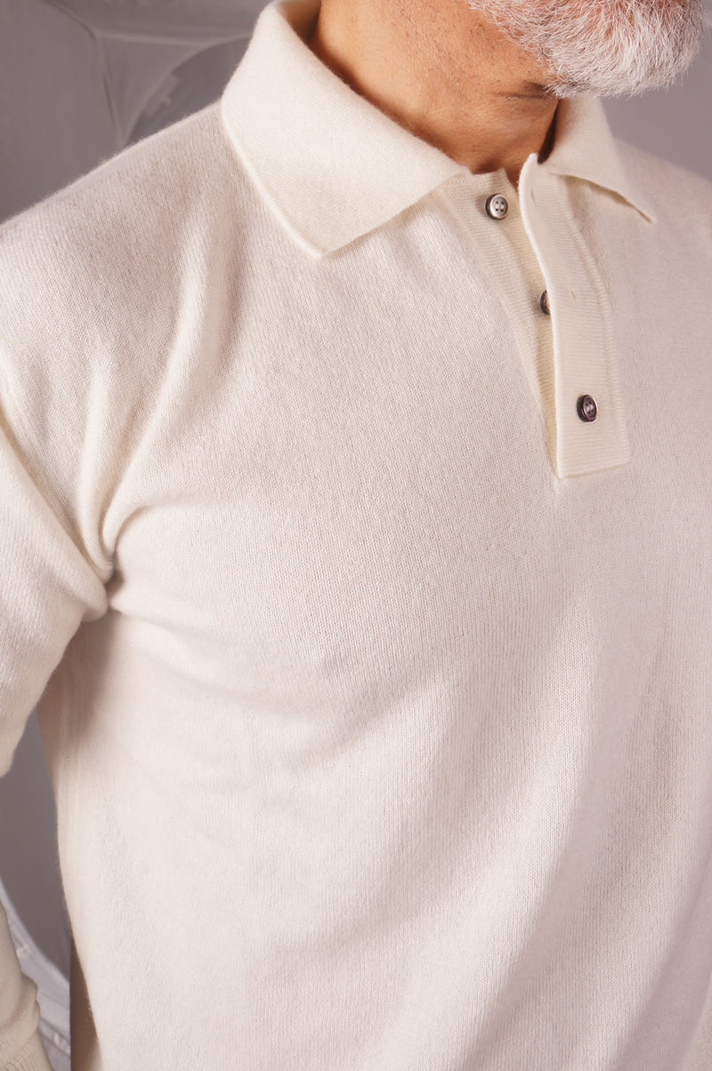 Cream Cashmere Polo Shirt