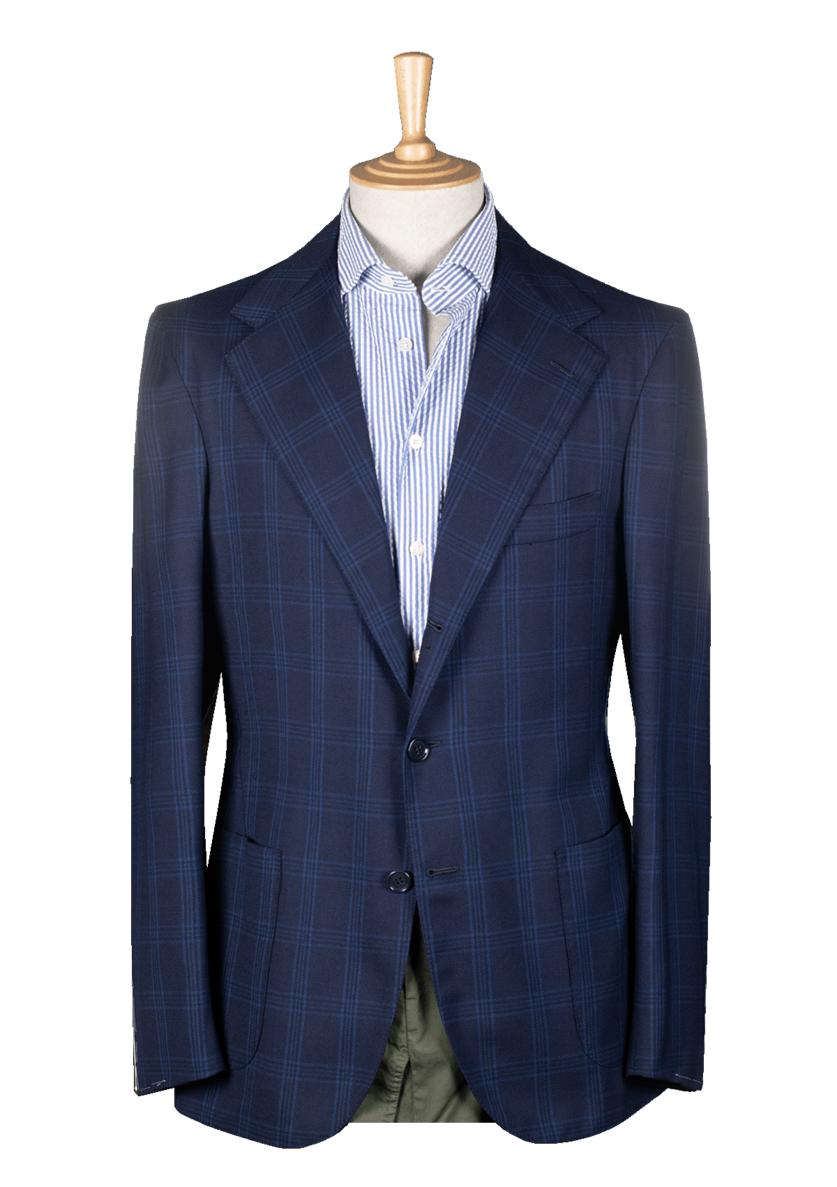 Blue & Azure Checked Unstructured Jacket