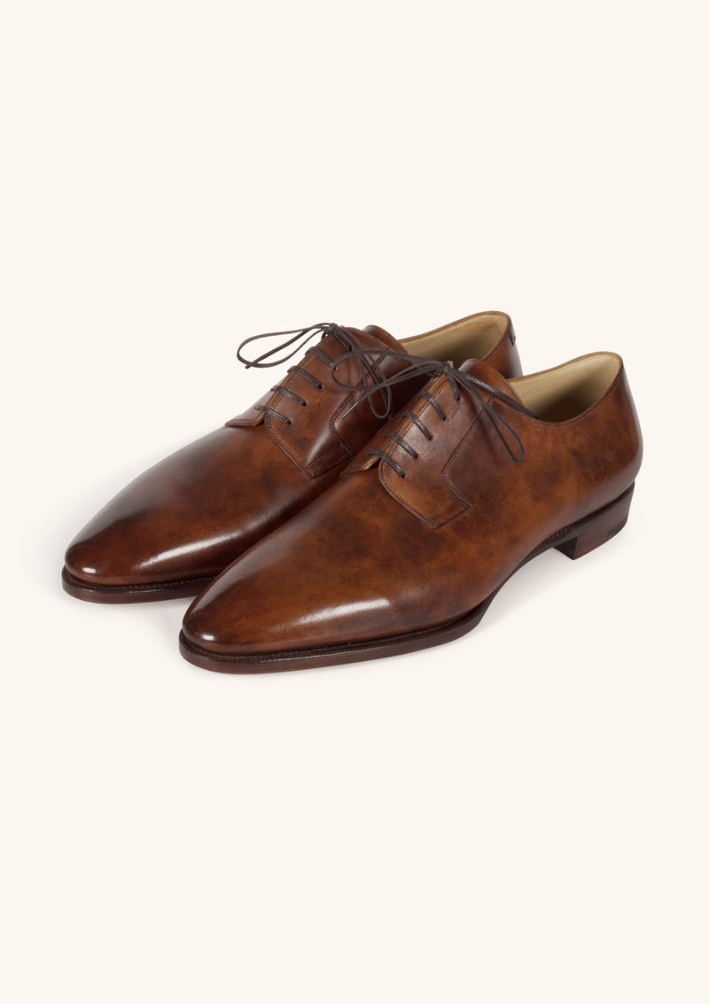 Hand-Patinated Brown Wholecut Derbies