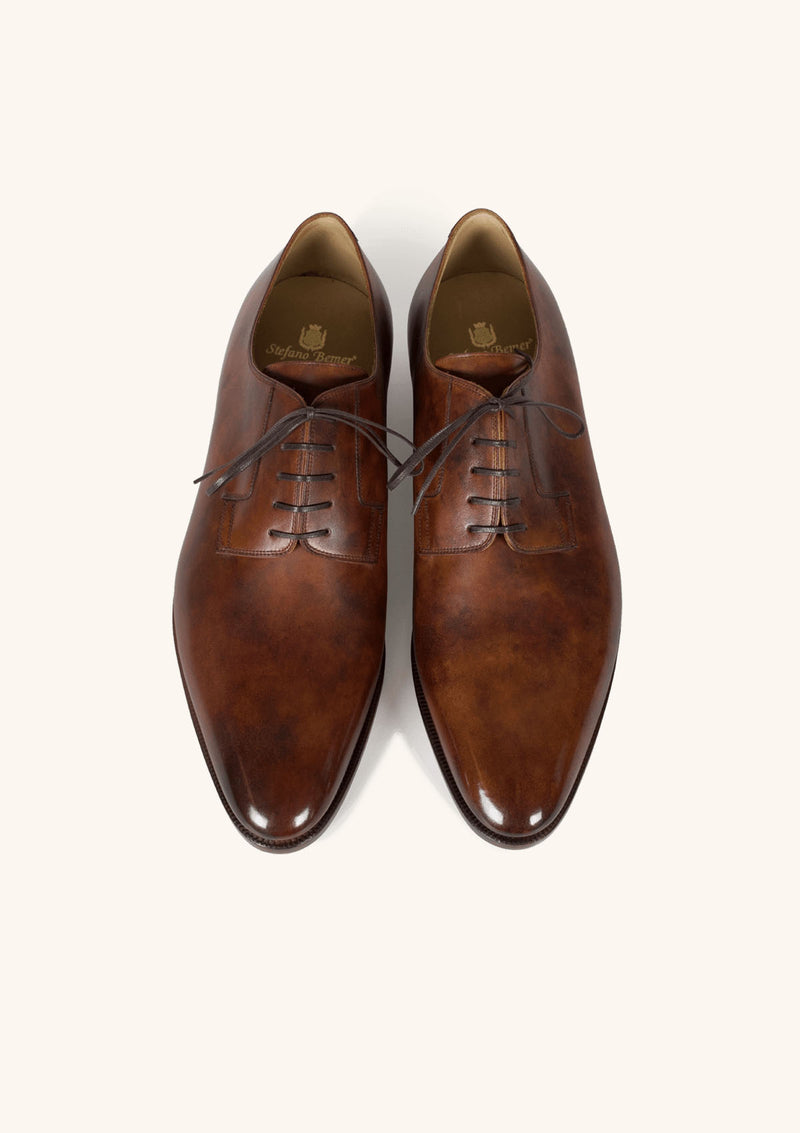 Hand-Patinated Brown Wholecut Derbies