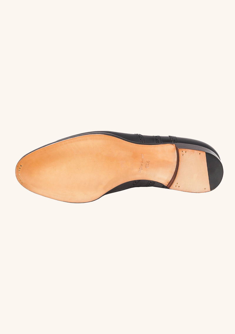 Black Wingtip Brougued Oxfords with Medallion