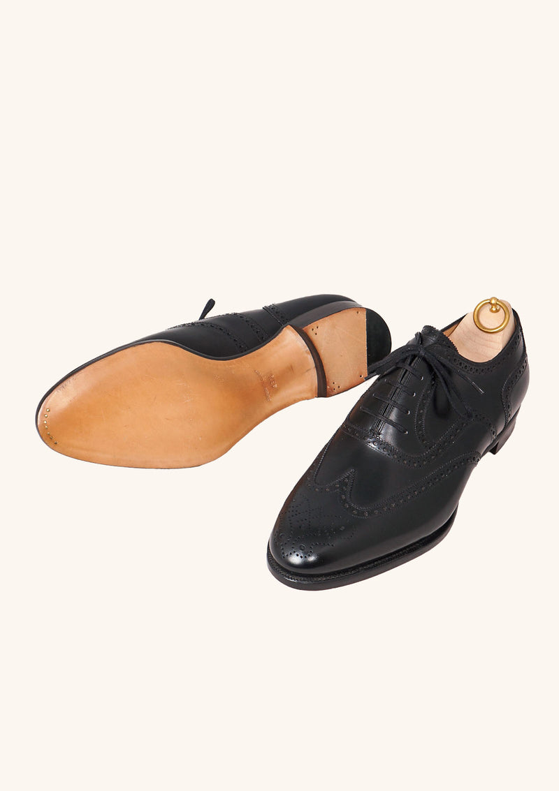 Black Wingtip Brougued Oxfords with Medallion