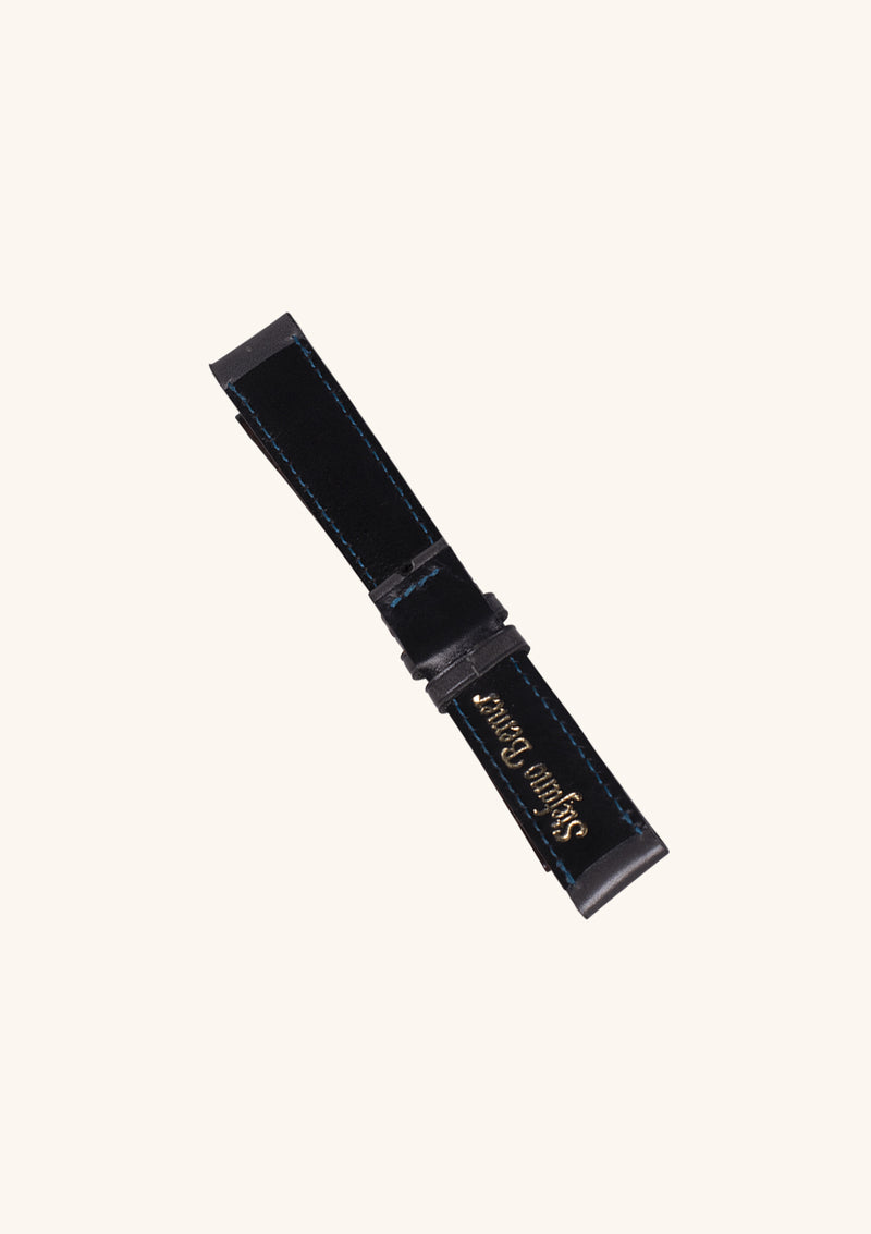 Grey Leather Watch Strap with Turquoise Stitching
