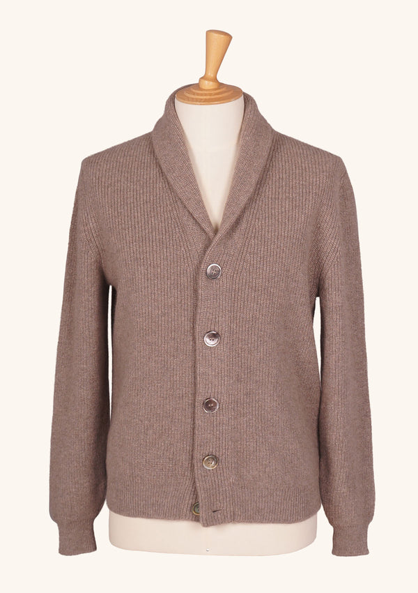Taupe Cashmere Shawled Cardigan