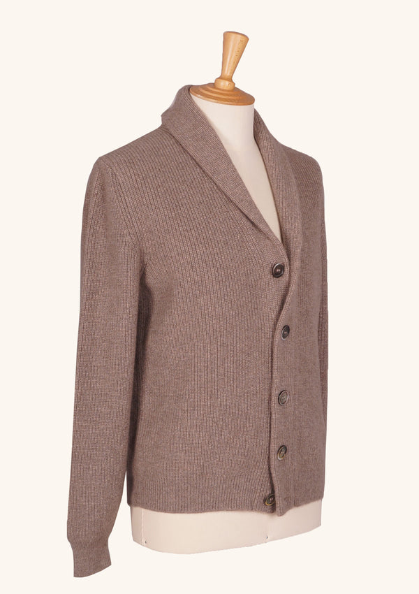 Taupe Cashmere Shawled Cardigan