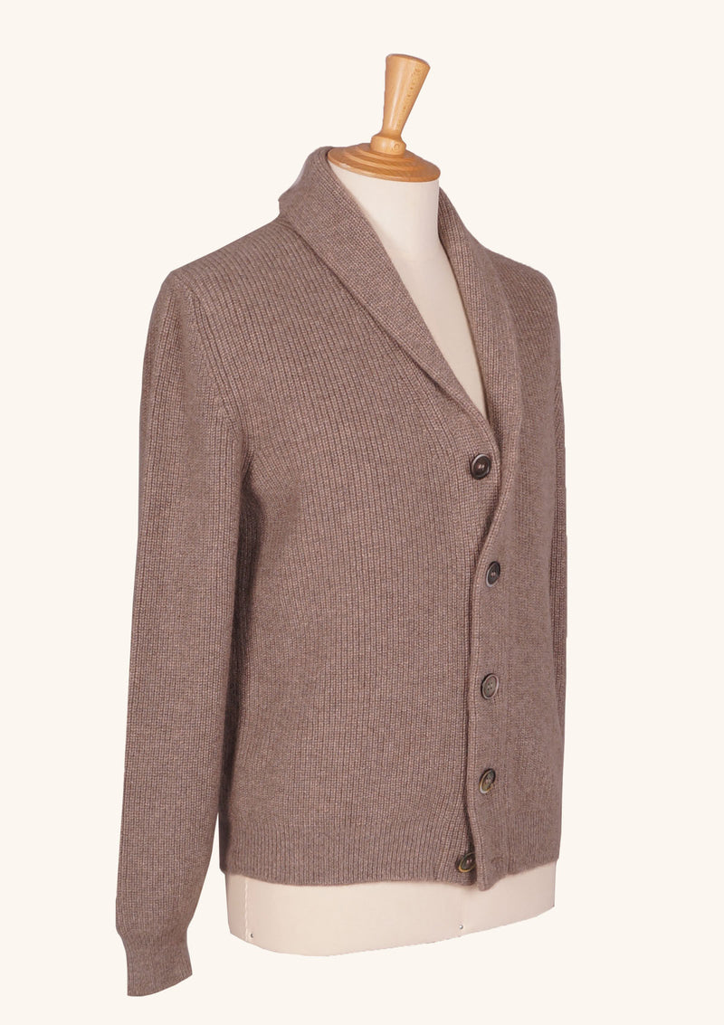 Taupe Cashmere Shawled Cardigan