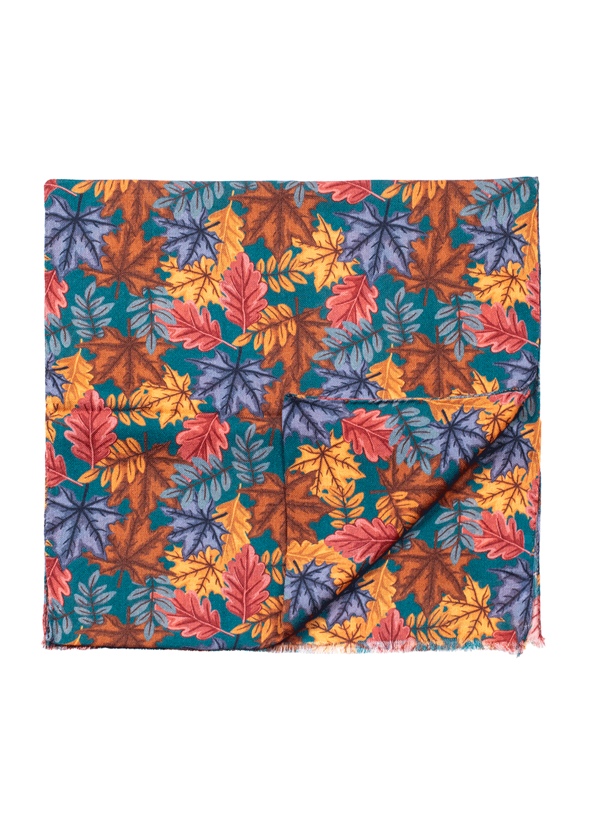 Green Autumn Leaf Print Scarf