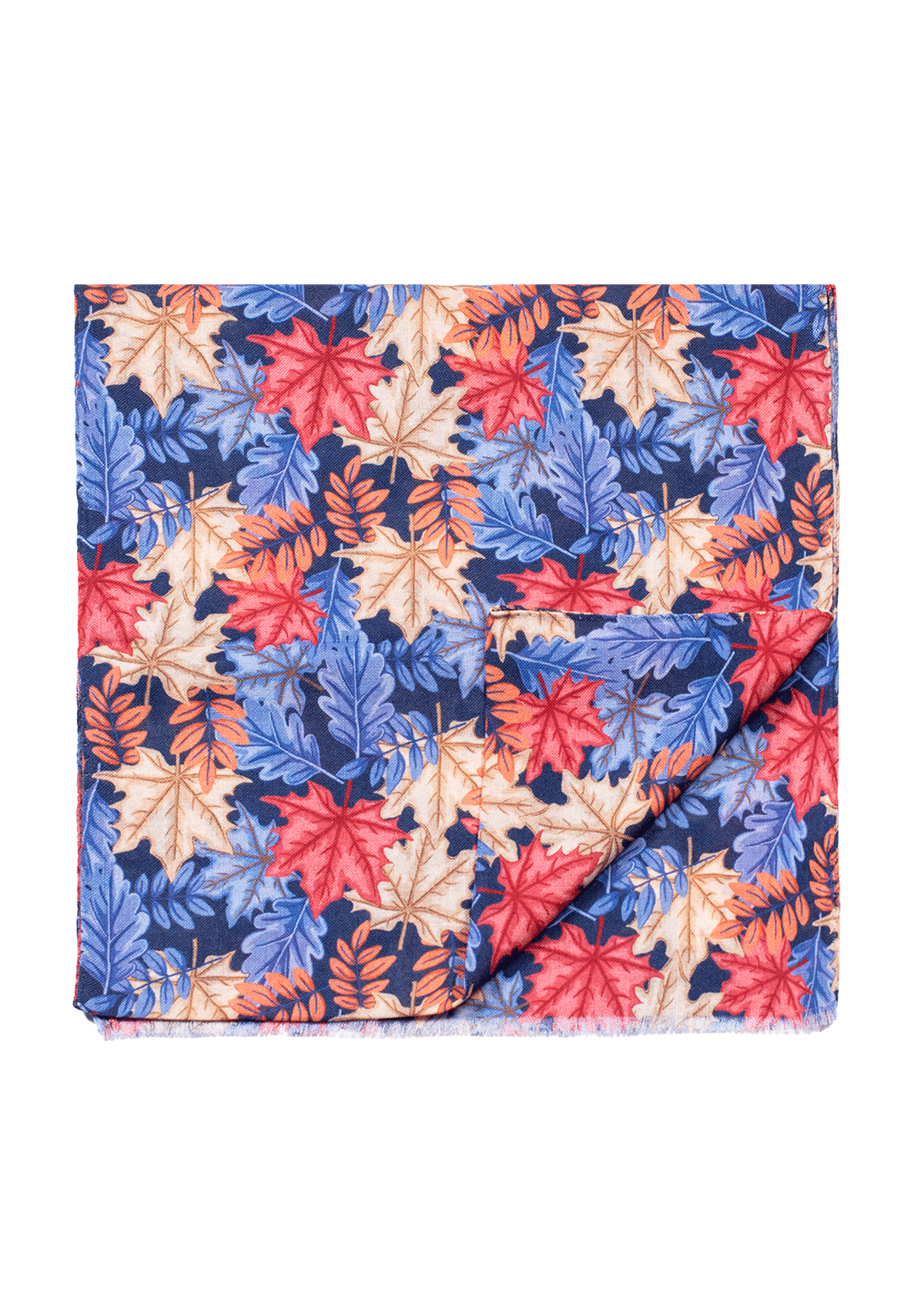 Blue Autumn Leaf Print Scarf