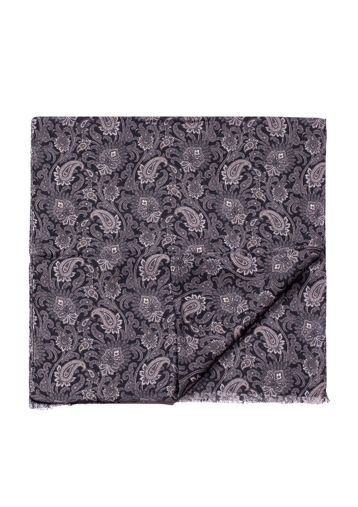 Black & Grey Paisley Print Scarf