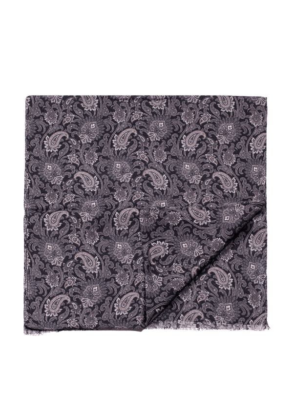 Black & Grey Paisley Print Scarf