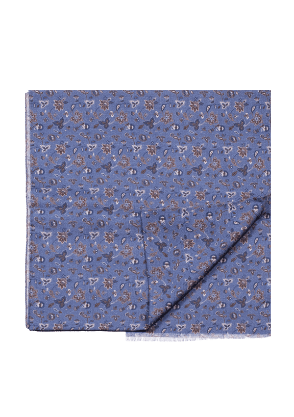 Blue & Brown Vintage Floral Print Scarf