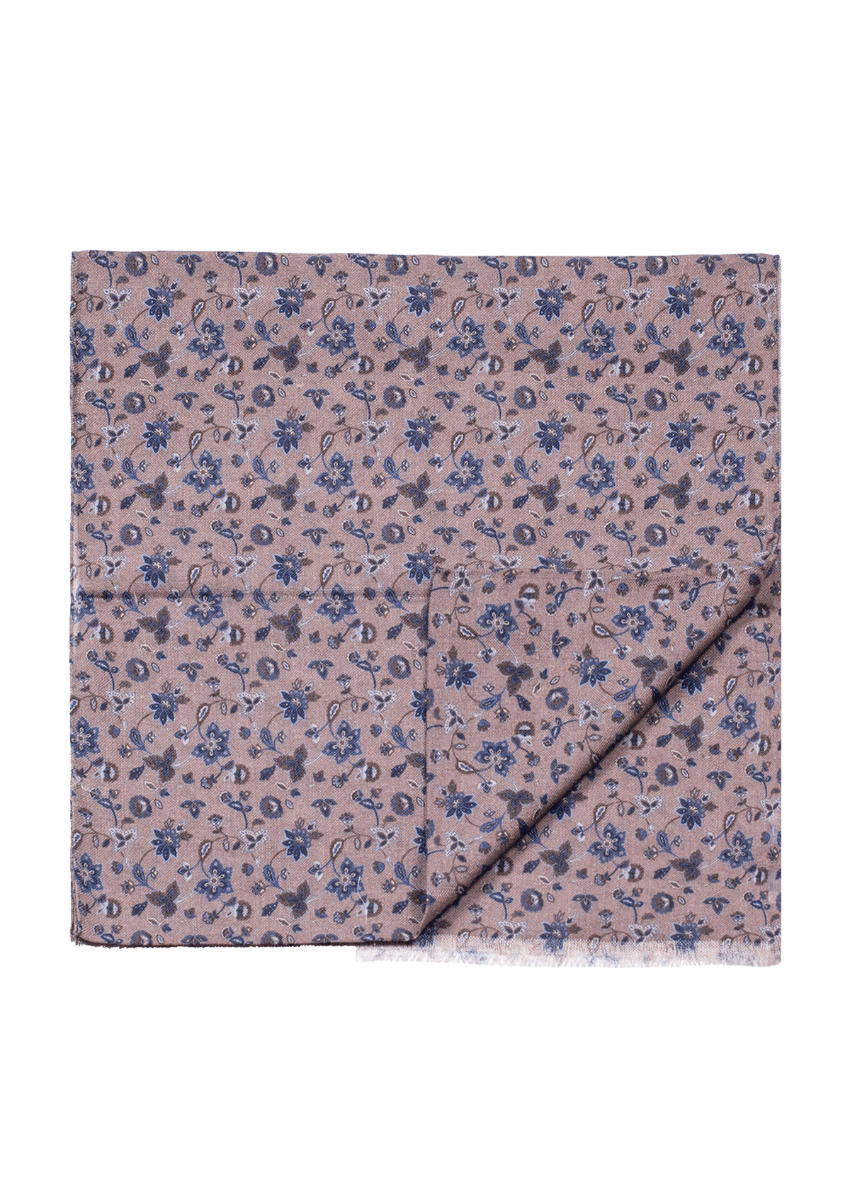 Beige & Blue Vintage Floral Print Scarf