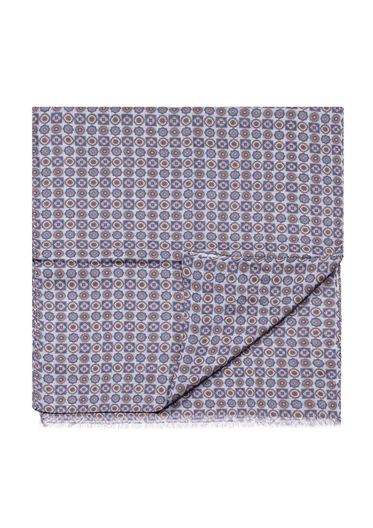 Blue & Beige Medallion Print Scarf