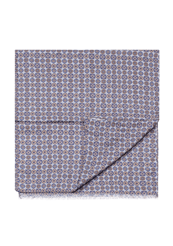 Blue & Beige Medallion Print Scarf